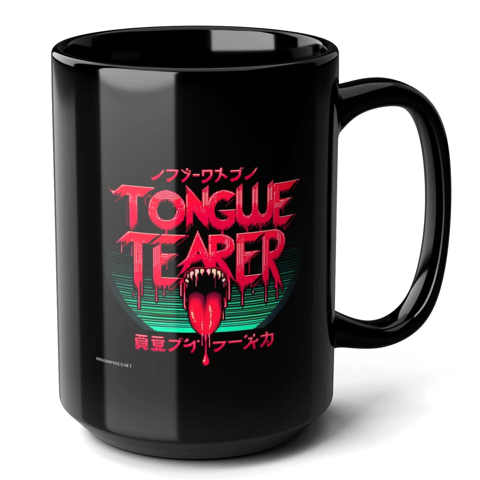 Tongue Tearer Black Mug (15oz) - coin op video games-15oz-