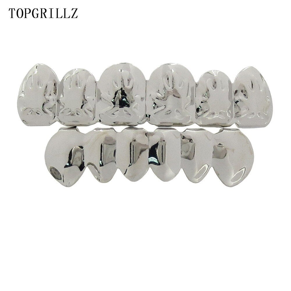 TOPGRILLZ Maple Leaf Grillz Pot Weed Leaves Rose Gold Color Plated Top & Bottom Teeth Grills Golden Grillz Sets Teeth Caps-