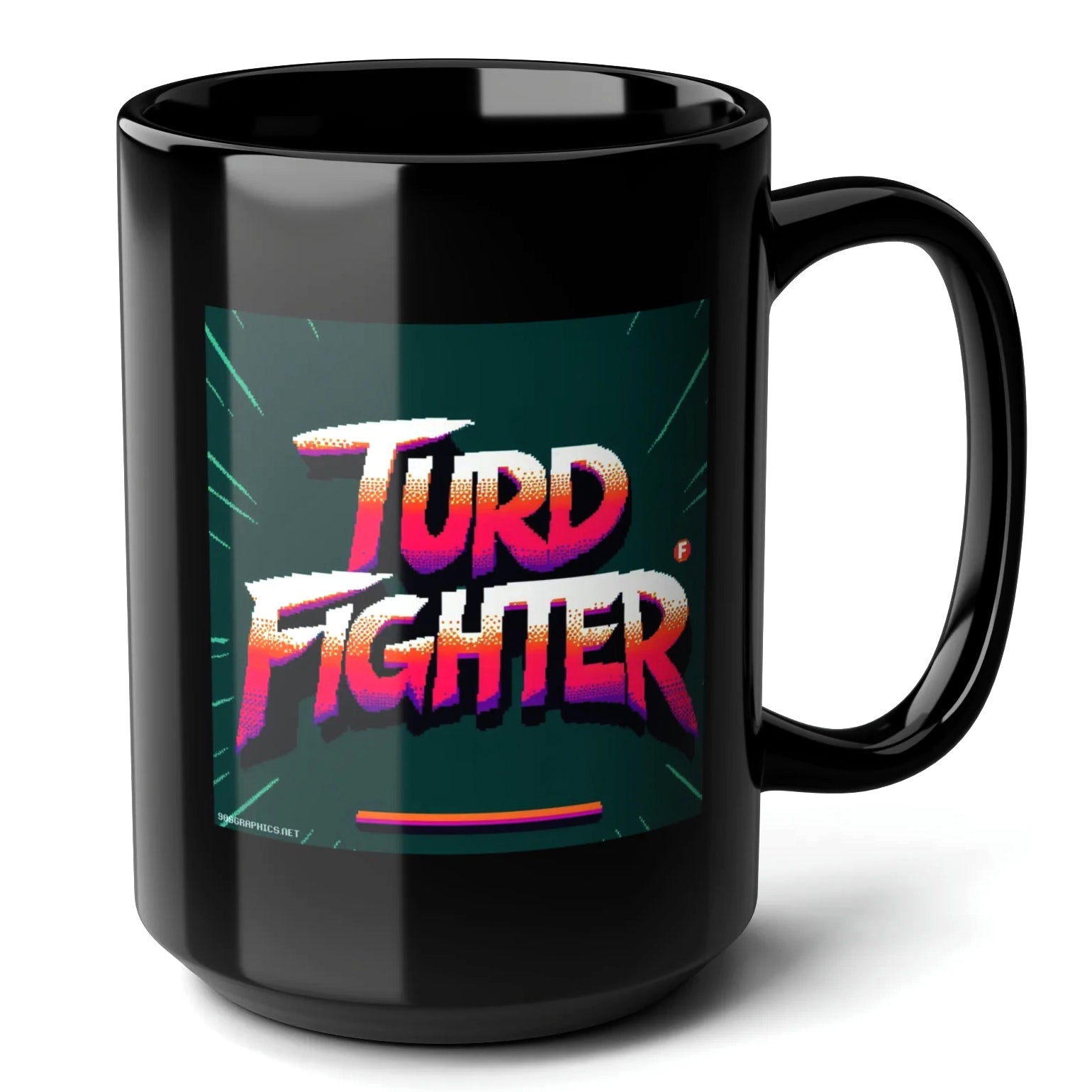 Turd Fighter Black Mug (15oz) - coin op video games-15oz-