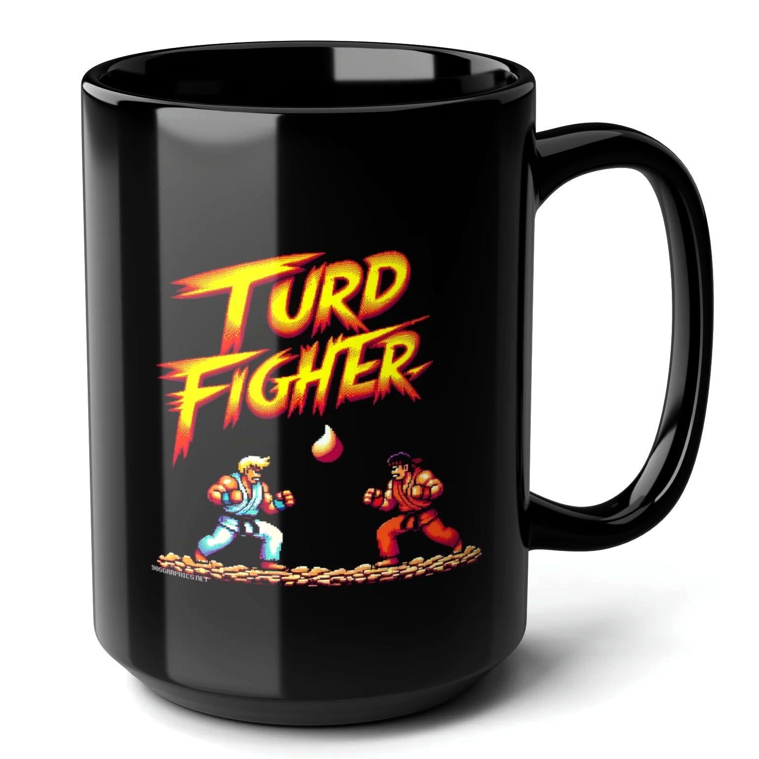 Turd Fighter Fight Black Mug (15oz) - coin operated video games-15oz-