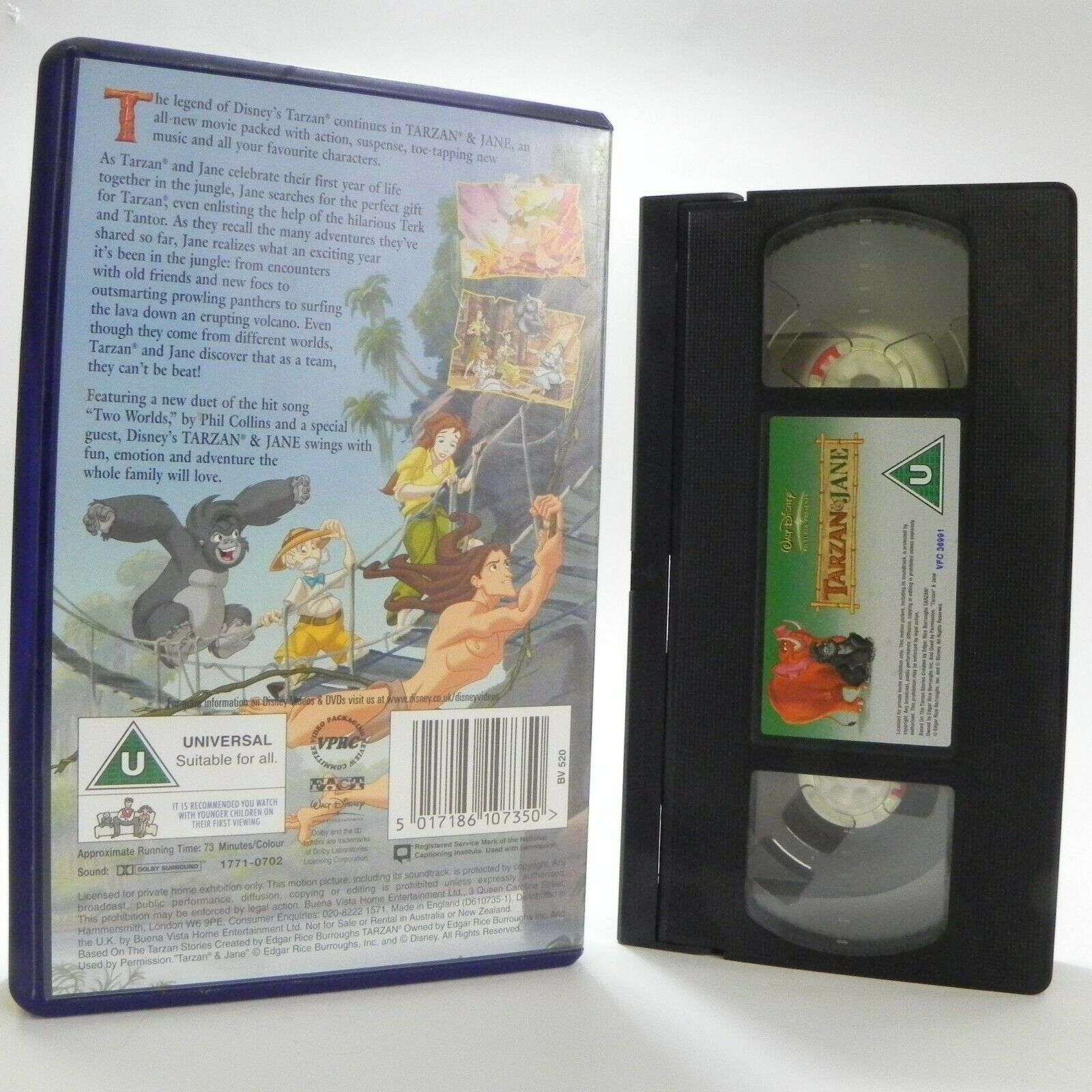 Tarzan And Jane - Walt Disney - Classic Animation - Children's - Pal VHS-