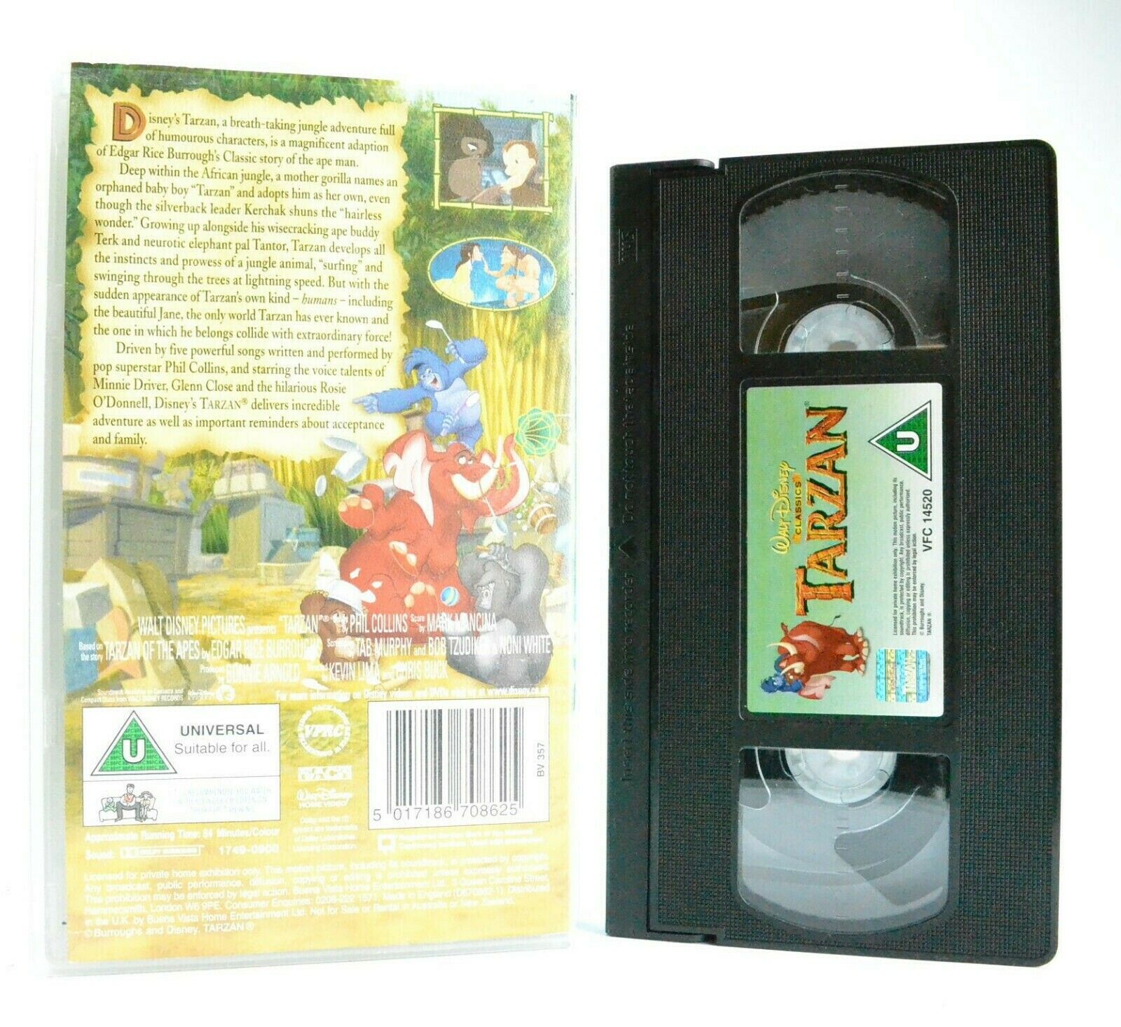 Tarzan - Walt Disney Classics - Children's Animated - Musical Adventure - VHS-