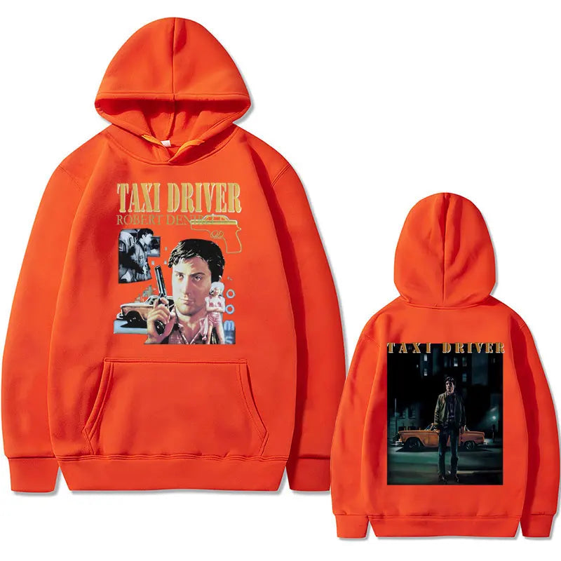 Taxi Driver Hoodie – Classic Thriller Movie Sweatshirt with Robert De Niro Graphic for Hoodie Life-Orange-XXL-