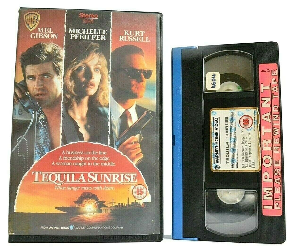 Tequila Sunrise: Crime Thriller - [Rental] - Mel Gibson/Michelle Pfeiffer - VHS-