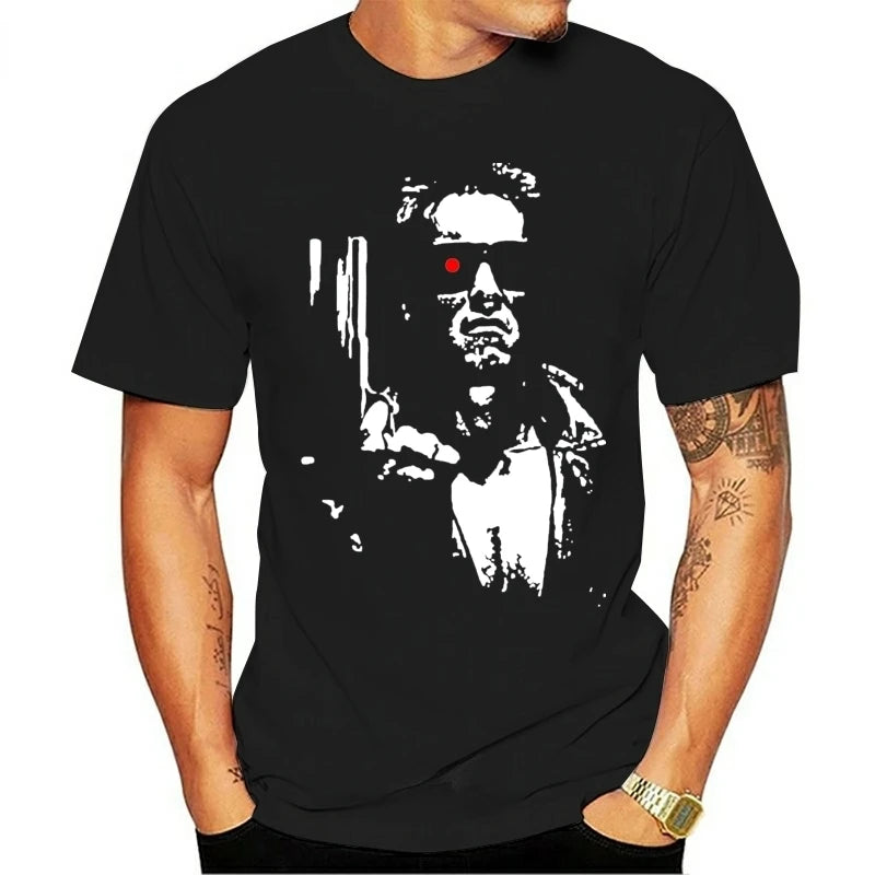 Terminator Schwarzenegger Humor Graphic T-Shirt - Street Fashion O-Neck Tee for Men-71MDN275-black-XL-