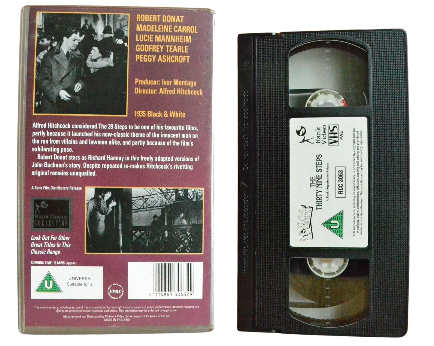 The 39 Steps - Robert Donat - Vintage - Pal VHS-