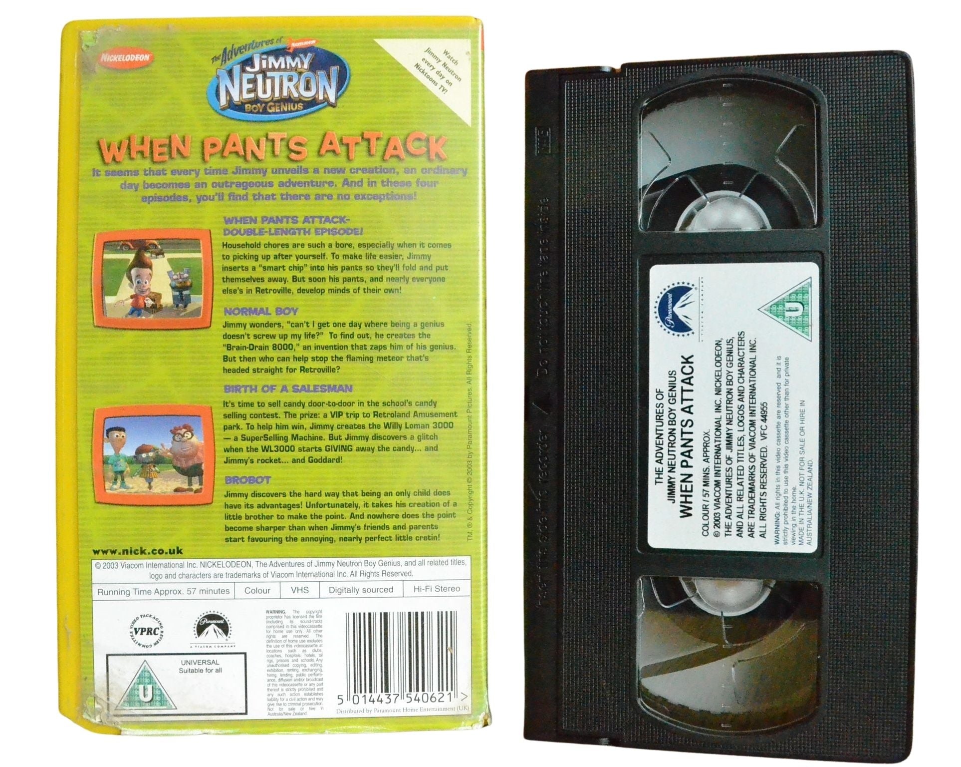 The Adventures of Jimmy Neutron Boy Genius: When Pants Attack - Children’s - Pal VHS-