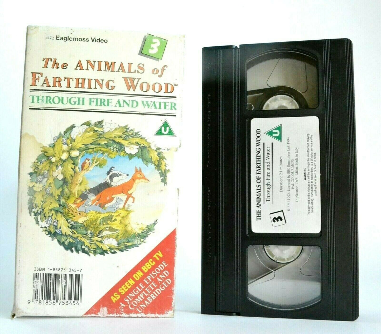 The Animal Of Farthing Wood: Through Fire And Water - Animated - Kids - Pal VHS-