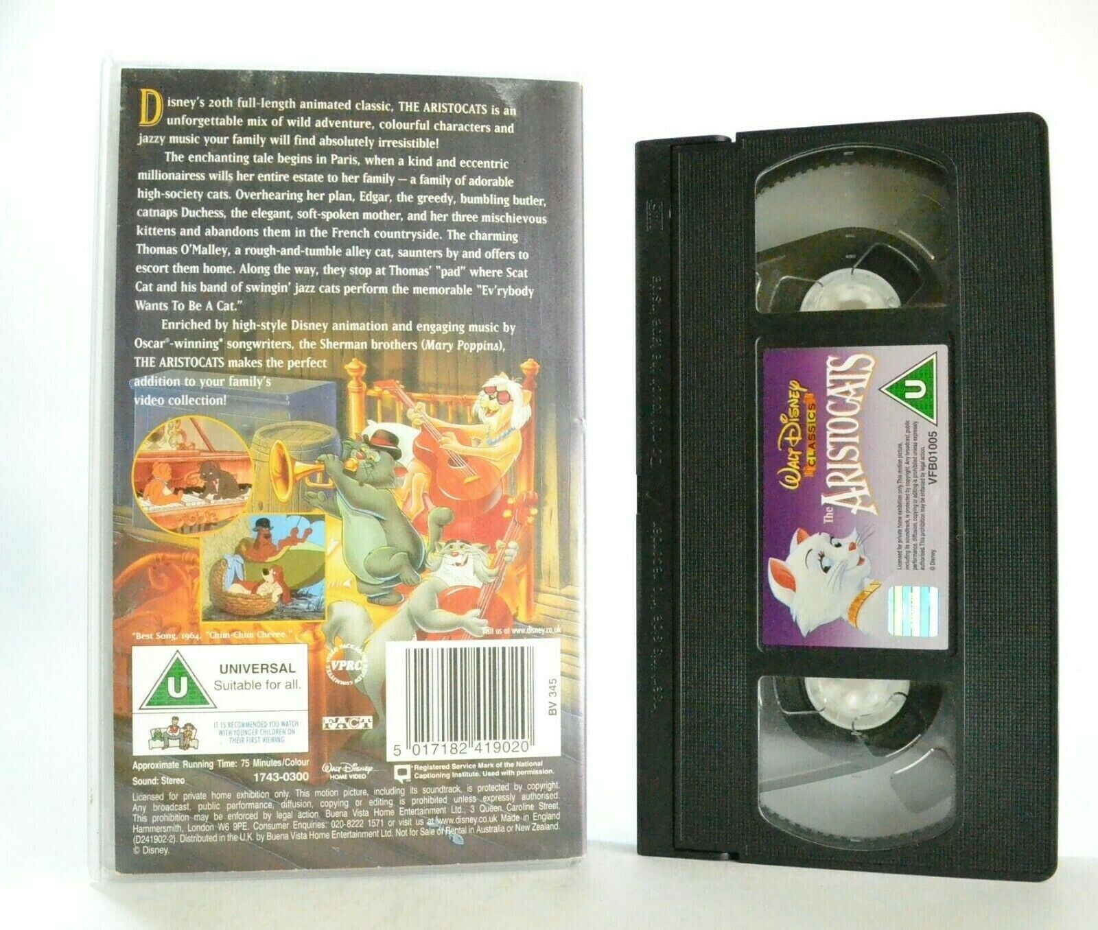 The Aristocats: Disney's 20th Animated Classic (1970) - Musical - Kids - Pal VHS-