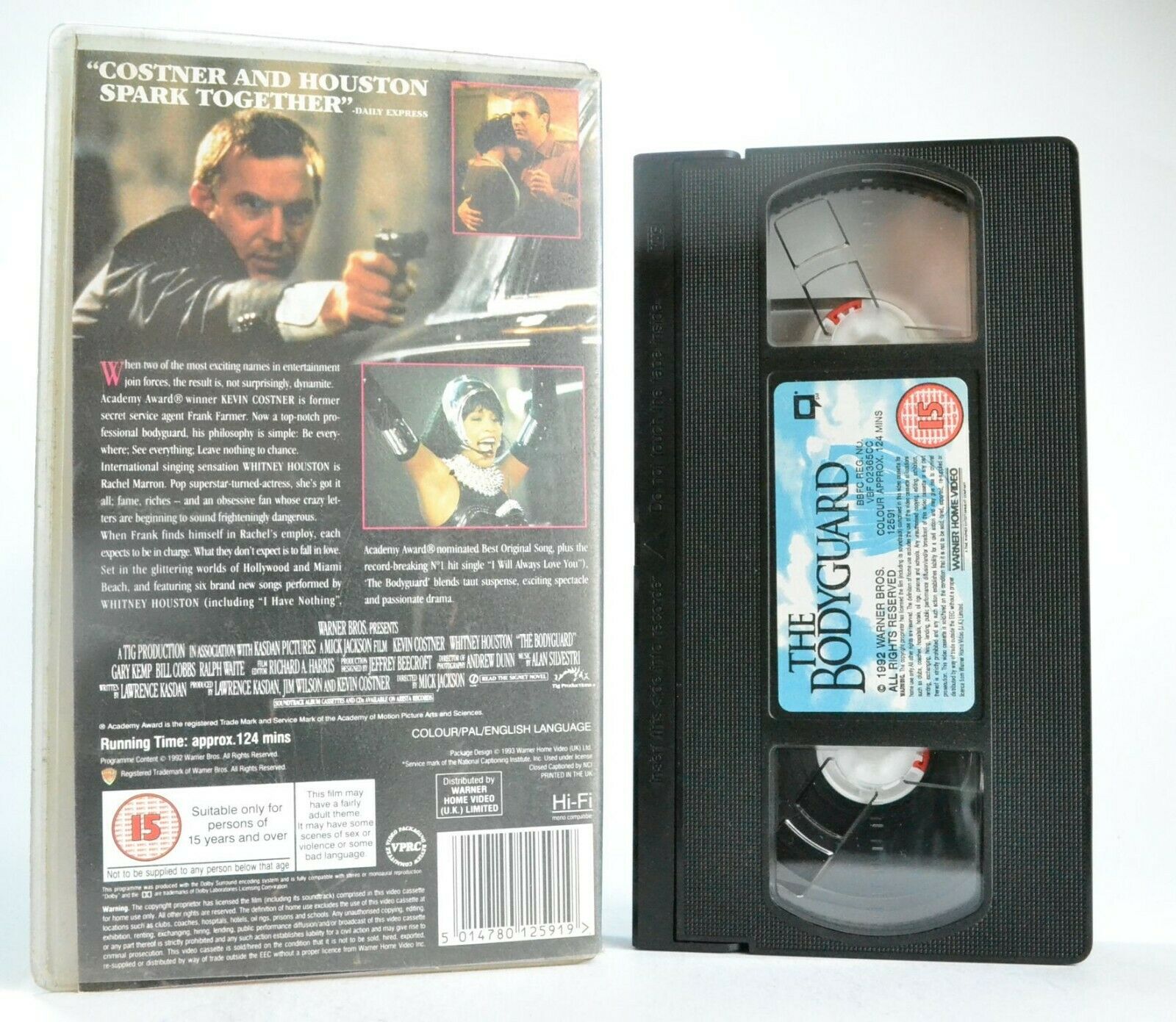 The Bodyguard (1992): Romantic Thriller - Kevin Costner/Whitney Houston - VHS-