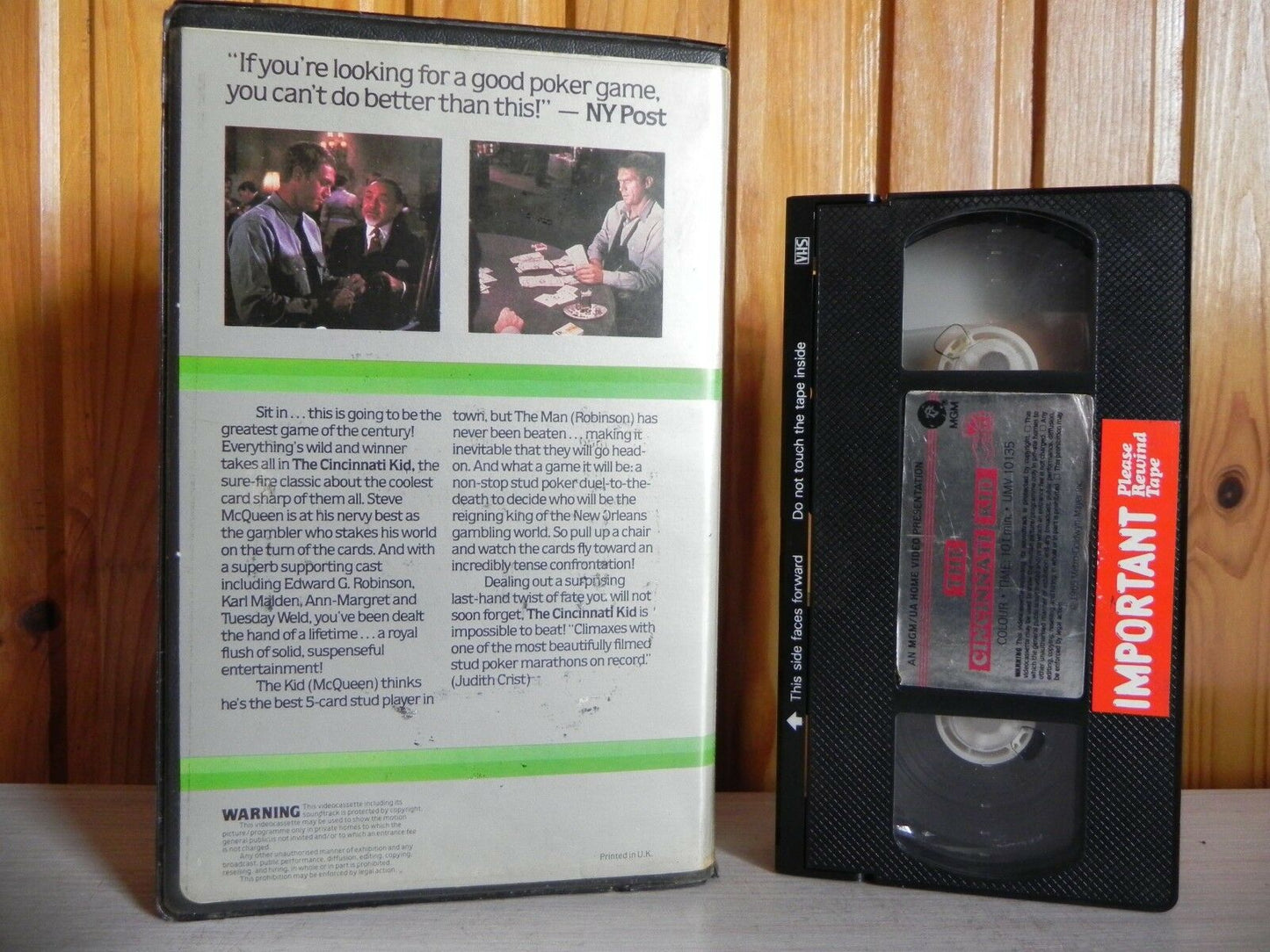 The Cincinnati Kid- Steve McQueen - High Stakes Poker - Ex Rental - Pre Cert VHS-