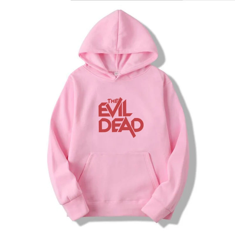 The Evil Dead Hoodie - Letter Print Fleece - Hoodie Town for Gothic Horror Enthusiasts-M-pink(hei)-