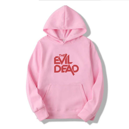 The Evil Dead Hoodie - Letter Print Fleece - Hoodie Town for Gothic Horror Enthusiasts-M-pink(hei)-