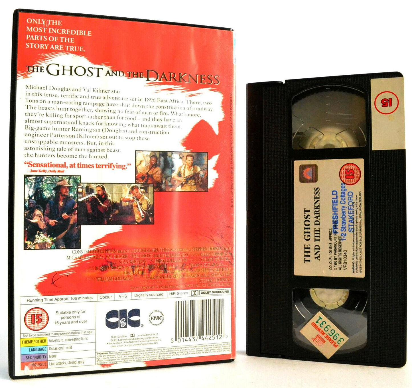 The Ghost And The Darkness: Historical Adventure - Large Box - Ex-Rental - VHS-