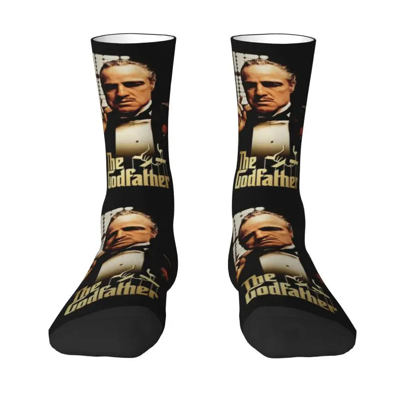 The Godfather Artwork Dress Socks - Men's & Women's Warm Fashion - Iconic Movie Crew Socks-6-Crew Socks-