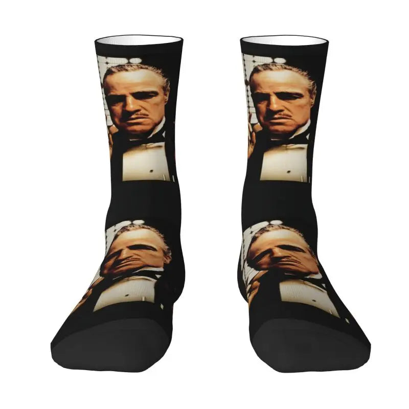 The Godfather Artwork Dress Socks - Men's & Women's Warm Fashion - Iconic Movie Crew Socks-7-Crew Socks-