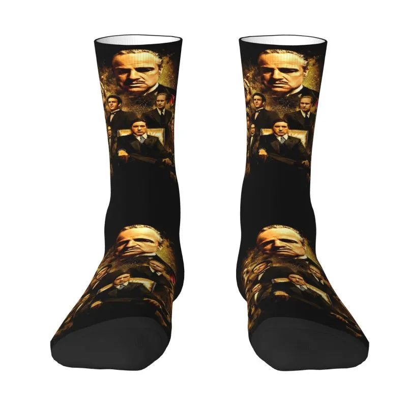 The Godfather Artwork Dress Socks - Men's & Women's Warm Fashion - Iconic Movie Crew Socks-8-Crew Socks-