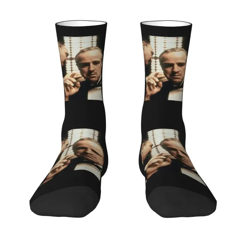 The Godfather Artwork Dress Socks - Men's & Women's Warm Fashion - Iconic Movie Crew Socks-3-Crew Socks-