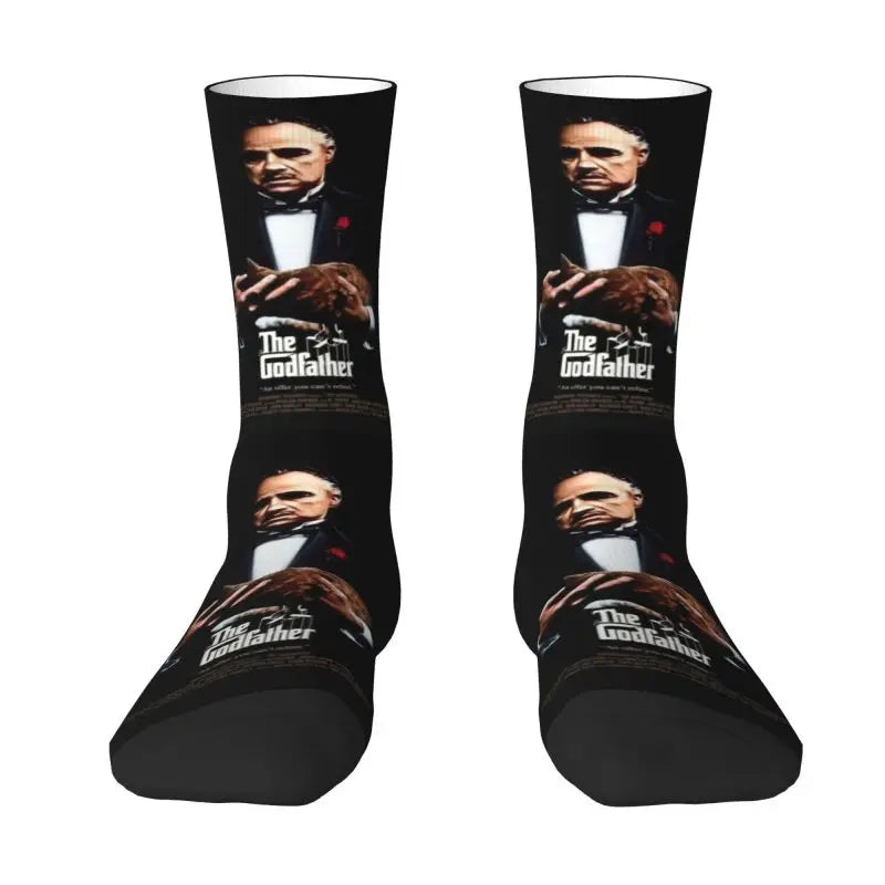 The Godfather Artwork Dress Socks - Men's & Women's Warm Fashion - Iconic Movie Crew Socks-4-Crew Socks-