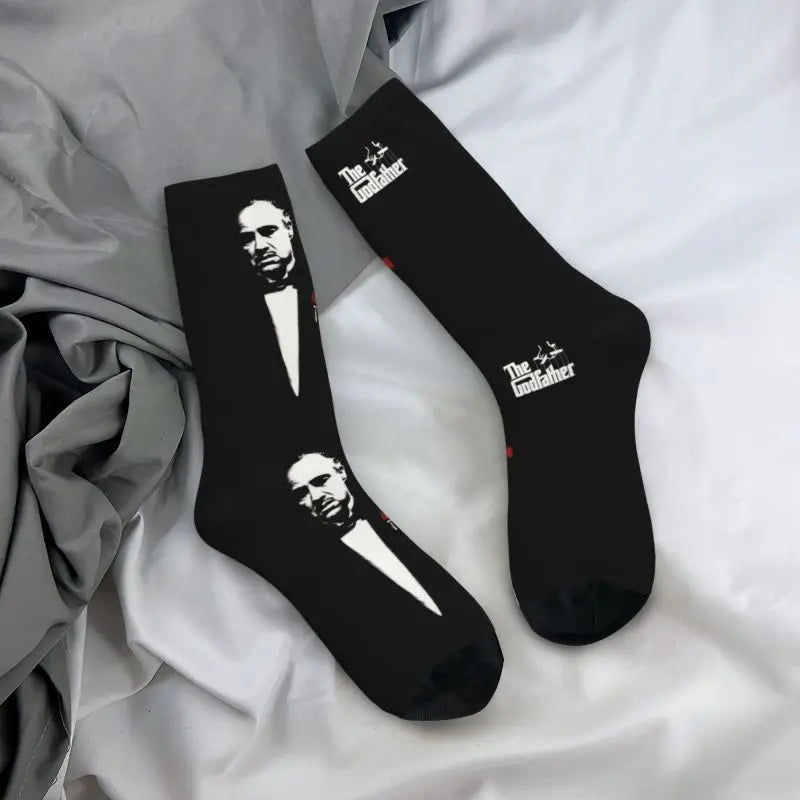 The Godfather Artwork Dress Socks - Men's & Women's Warm Fashion - Iconic Movie Crew Socks-