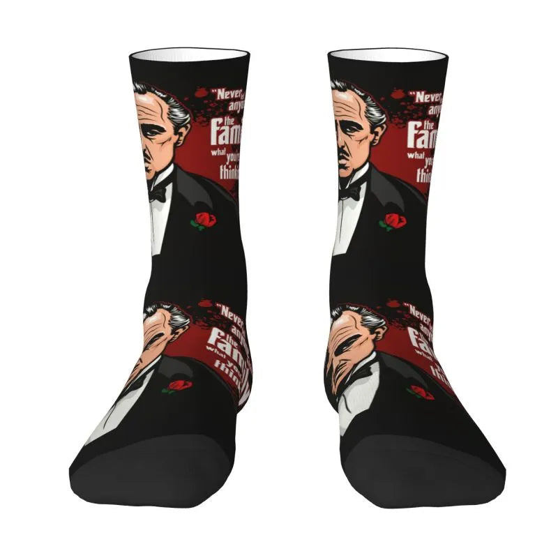 The Godfather Artwork Dress Socks - Men's & Women's Warm Fashion - Iconic Movie Crew Socks-5-Crew Socks-