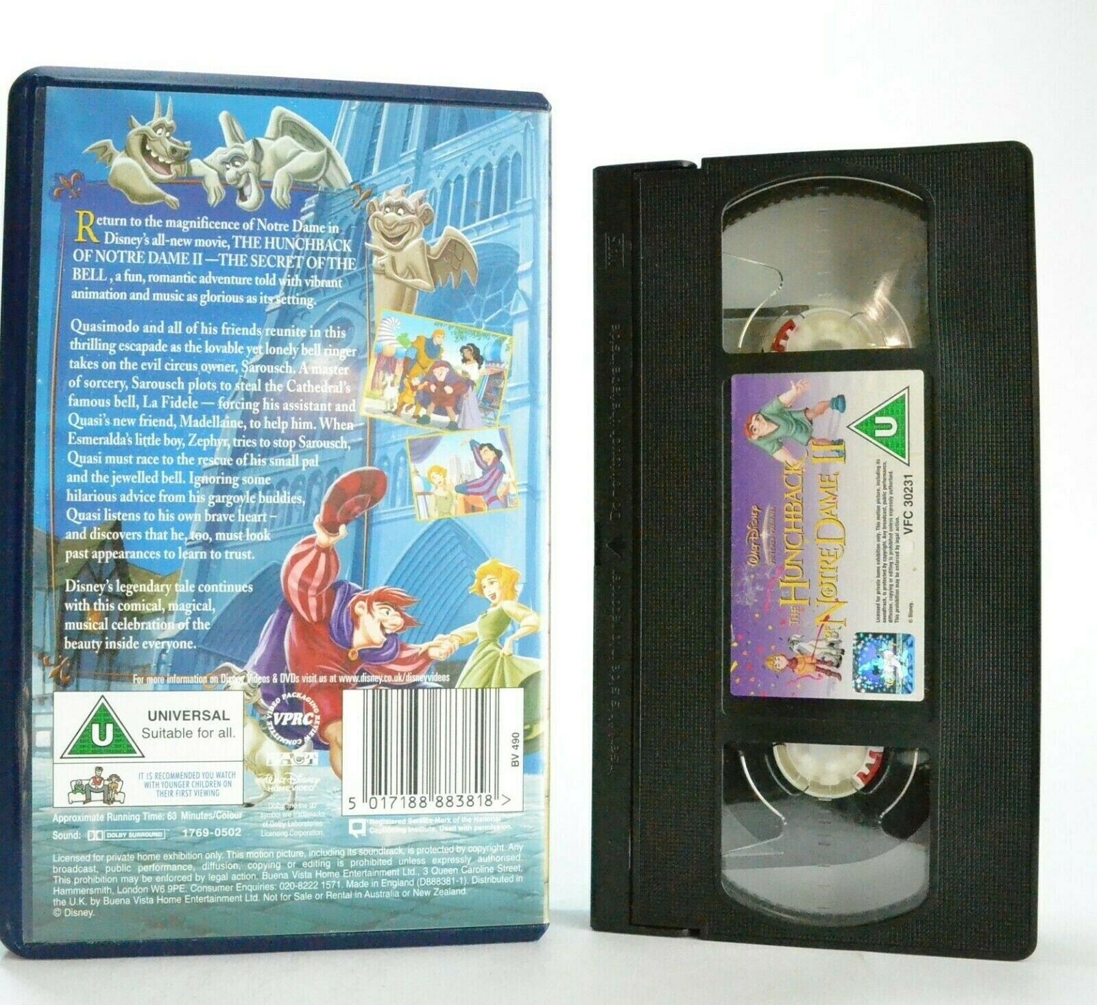 The Hunchback Of Notre Dame 2: The Secret Of The Bell - Disney - Kids - Pal VHS-