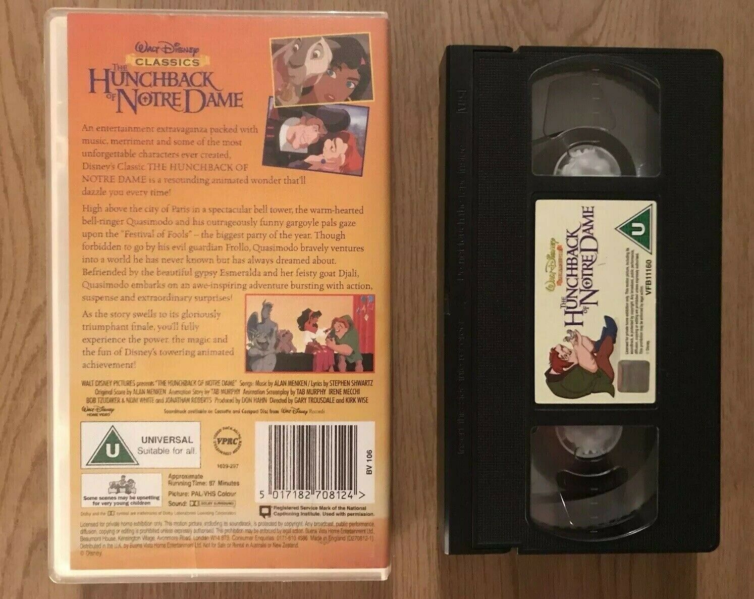 The Hunchback Of Notre Dame - Walt Disney Classics - Animated - Kids - Pal VHS-