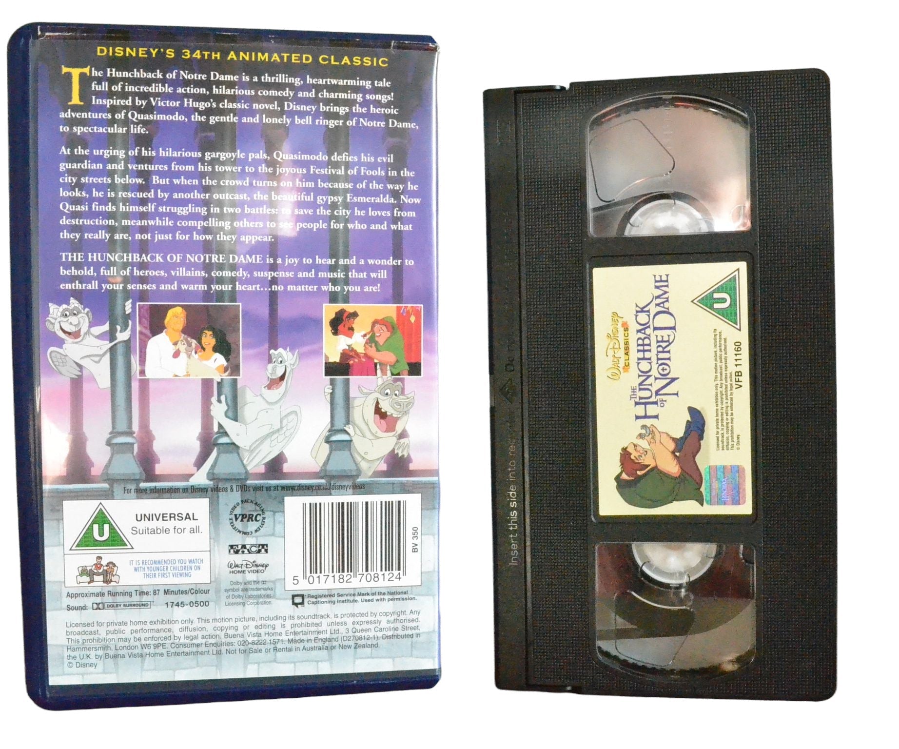 The Hunchback of Notre Dame - Walt Disney Classics - Children's - Pal VHS-