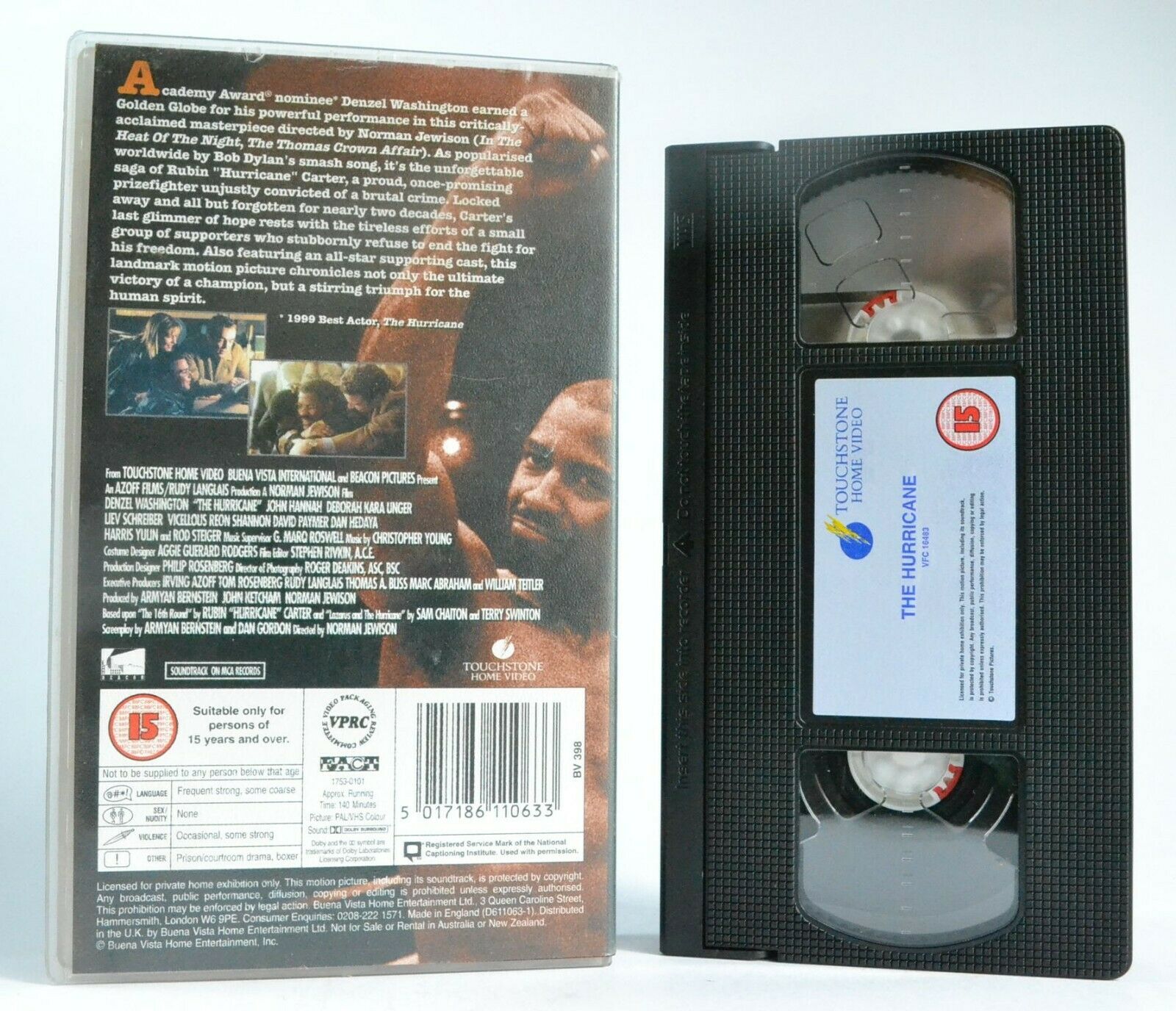 The Hurricane: Rubin Carter Biographical Film - Drama - Denzel Washington - VHS-