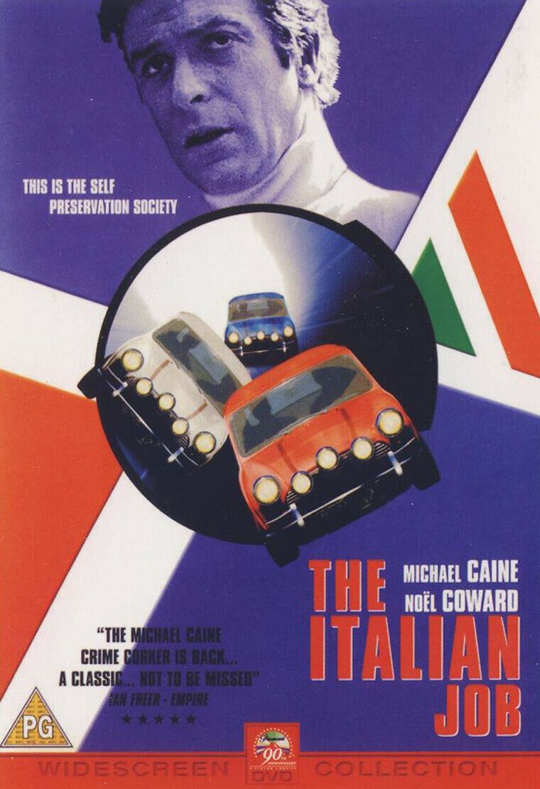 The Italian Job (1969); [Free Postcard] Crime Action - Michael Caine - Pal VHS-