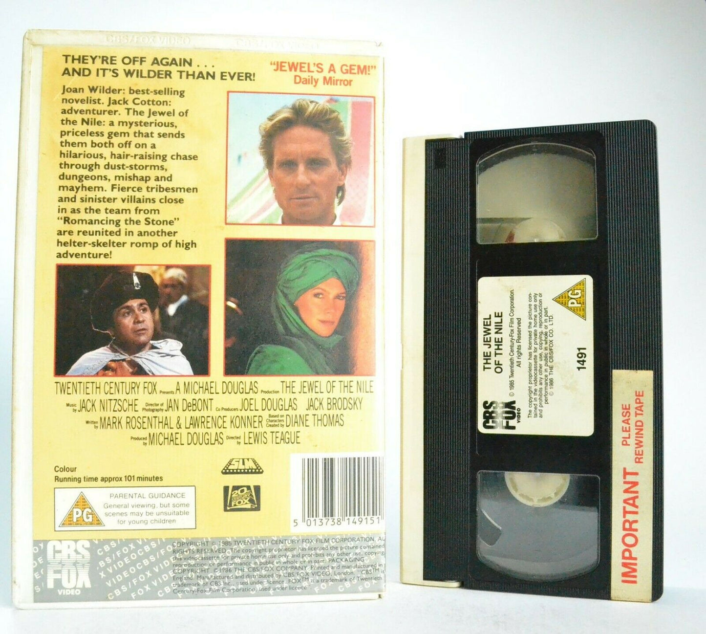 The Jewel Of The Nile: CBS/FOX (1985) - Action Comedy - Michael Douglas - VHS-