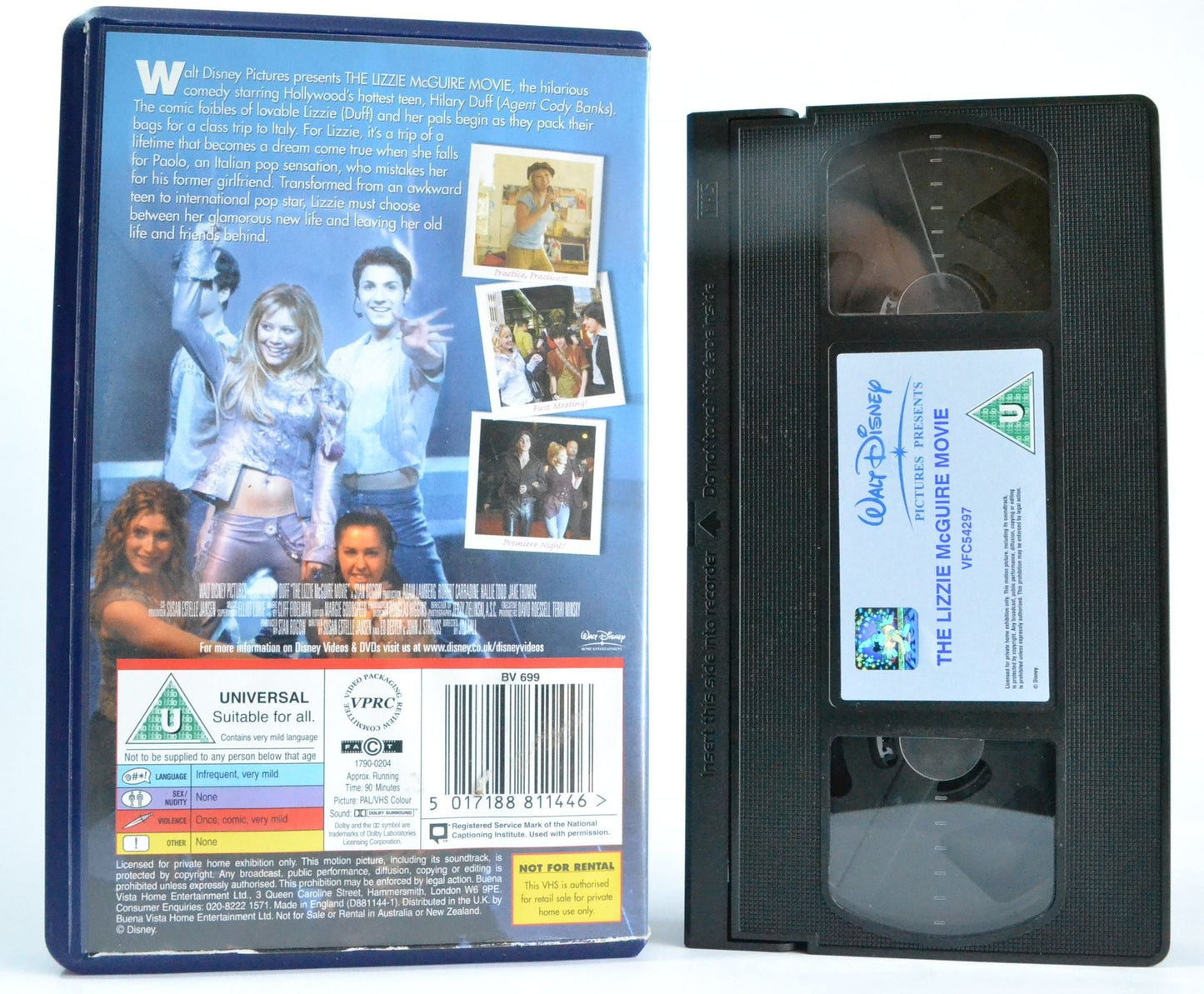 The Lizzie McGuire Movie: Hilary Duff (2003) Teen Comedy/Rome Superstar - VHS-