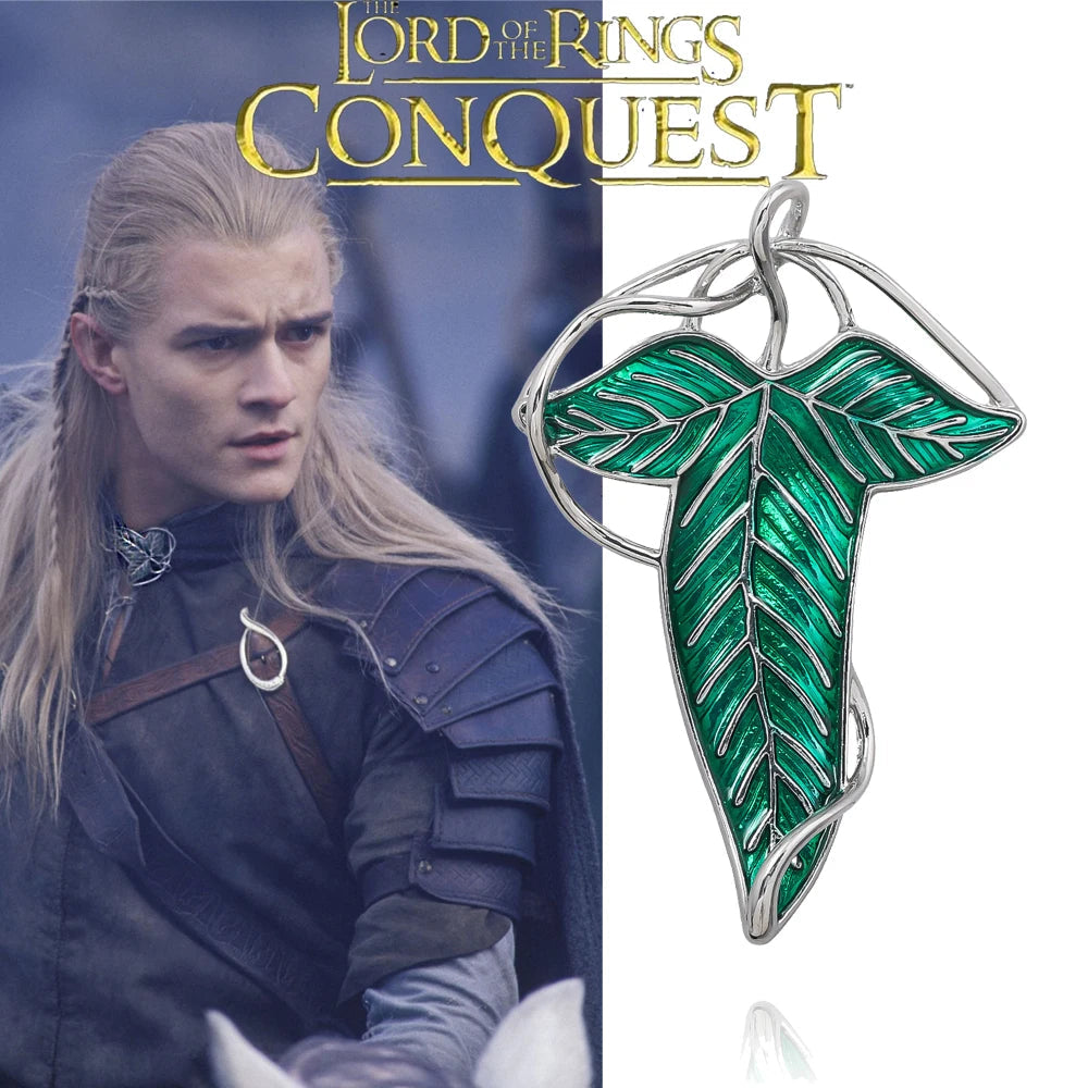 The Lord of the Rings - Green Leaves of Lorien Brooch - Pin Elf King Tolkien - Galadriel Legolas Aragorn Badge Gifts-