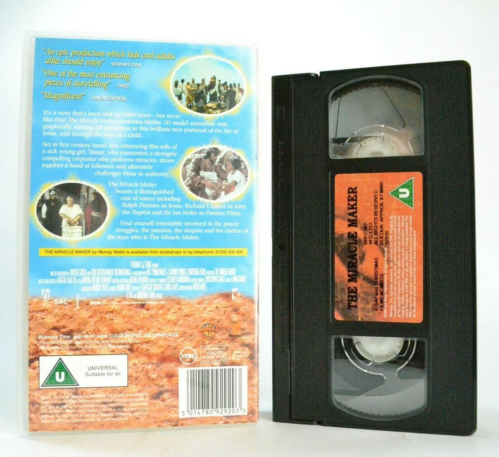 The Miracle Maker: 3D Model Animation - Life Of Jesus - Ralph Fiennes - Pal VHS-