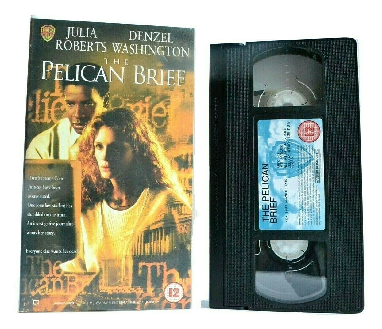 The Pelican Brief - John Grisham - Court Thriller - Denzel Washington - Pal VHS-