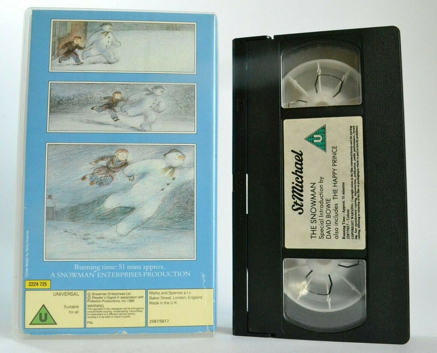 The Snowman; [Raymond Brigs] - Children's T.V. Movie - <David Bowie> - Pal VHS-