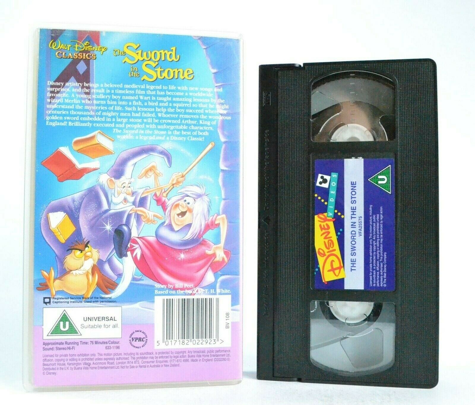 The Sword In The Stone: 18th Disney Animated Film (1963) - Children's - Pal VHS-