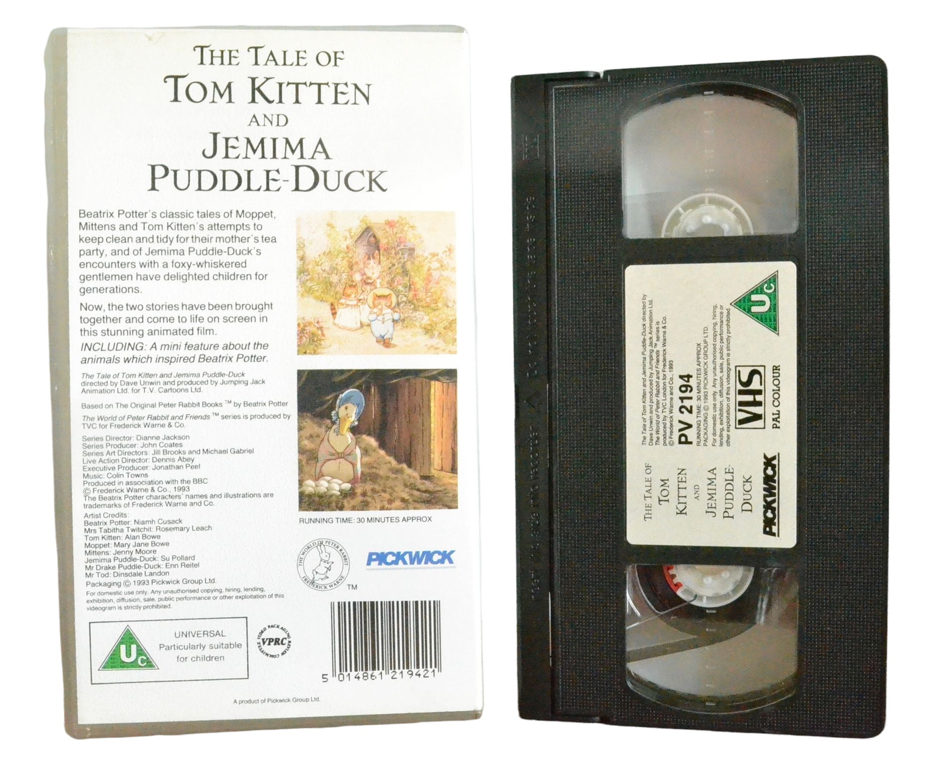 The Tale Of Tom Kitten And Jemima Puddle-Duck - Pickwick - Children's - Pal VHS-