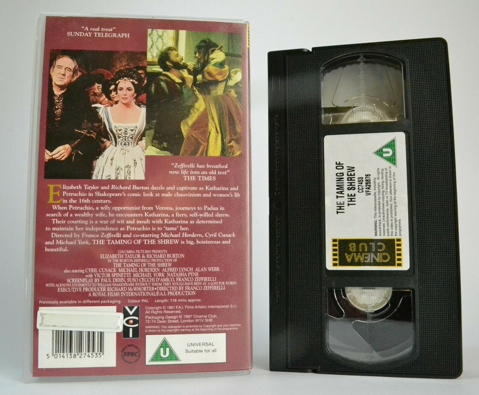 The Taming Of The Shrew; [William Shakespeare] Comedy - Elizabeth Taylor - VHS-