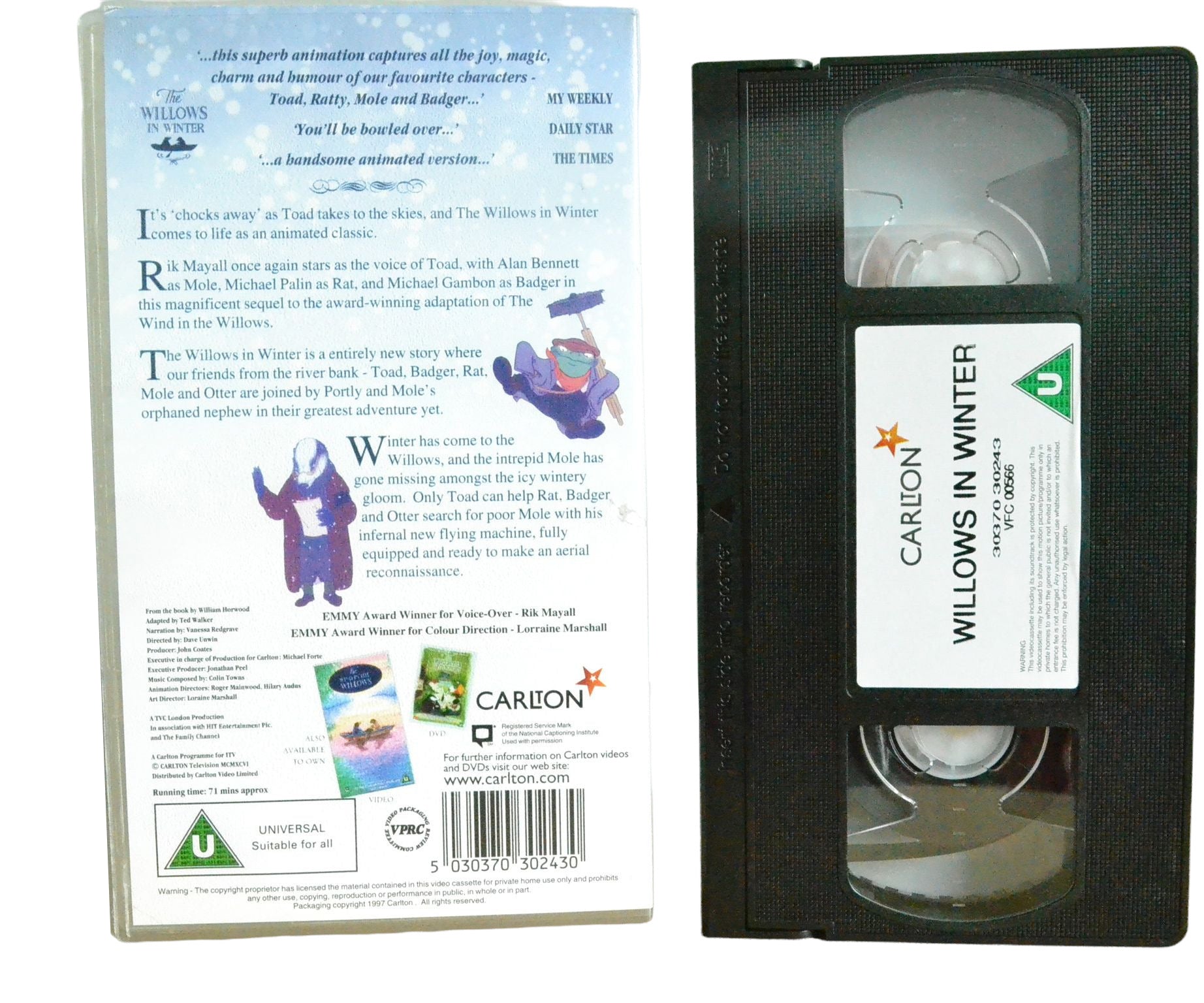 The Willows In Winter - Alan Bennett - Carlton Video - Children's - Pal VHS-