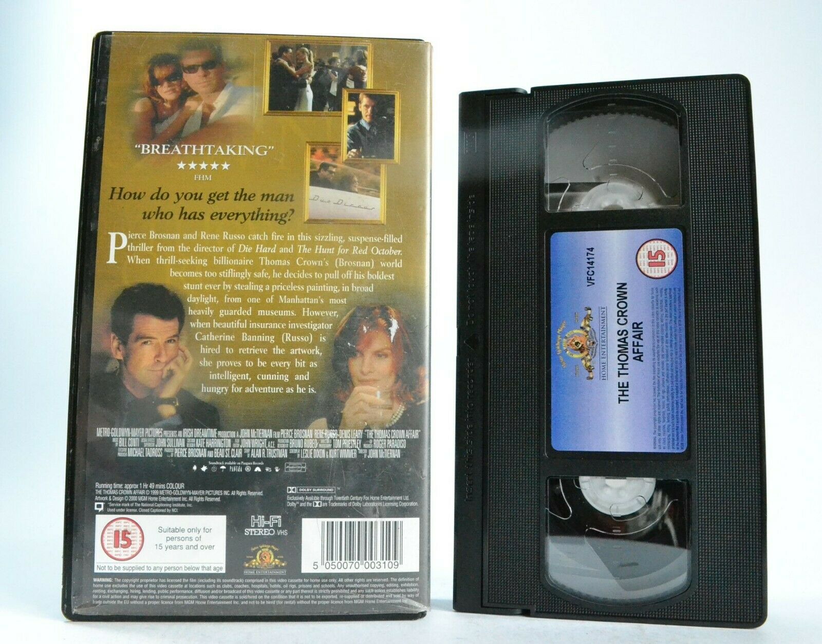 Thomas Crown Affair - Romantic Thriller - Pierce Brosnan / Rene Russo - Pal VHS-