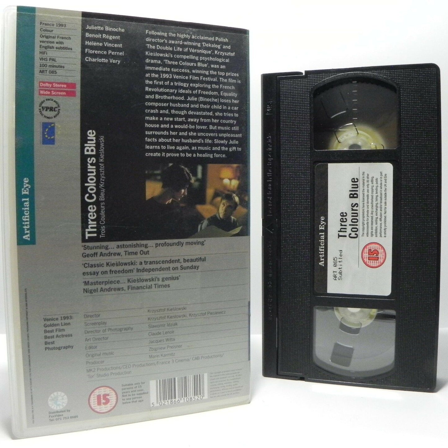 Three Colours Blue: Film By K.Kieslowski - France (1993) - J.Binoche - Pal VHS-