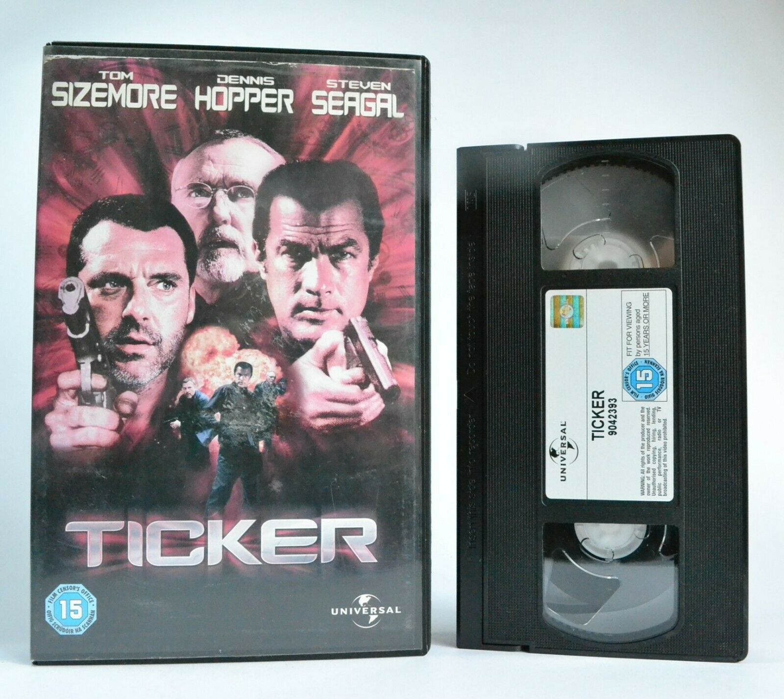 Ticker (2001) - Action - Large Box - Dennis Hopper/Steven Seagal - Pal VHS-