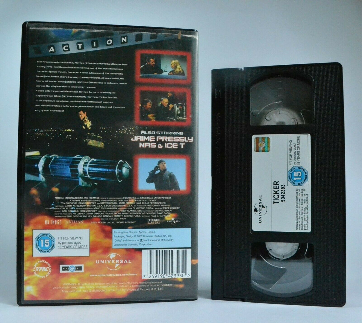 Ticker (2001) - Action - Large Box - Dennis Hopper/Steven Seagal - Pal VHS-