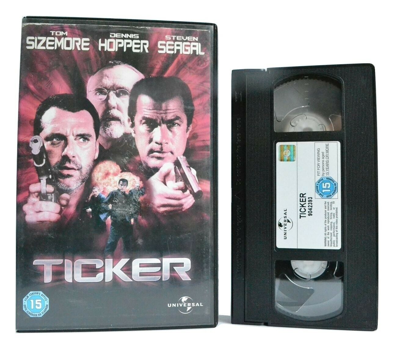 Ticker (2001) - Action - Large Box - Dennis Hopper/Steven Seagal - Pal VHS-