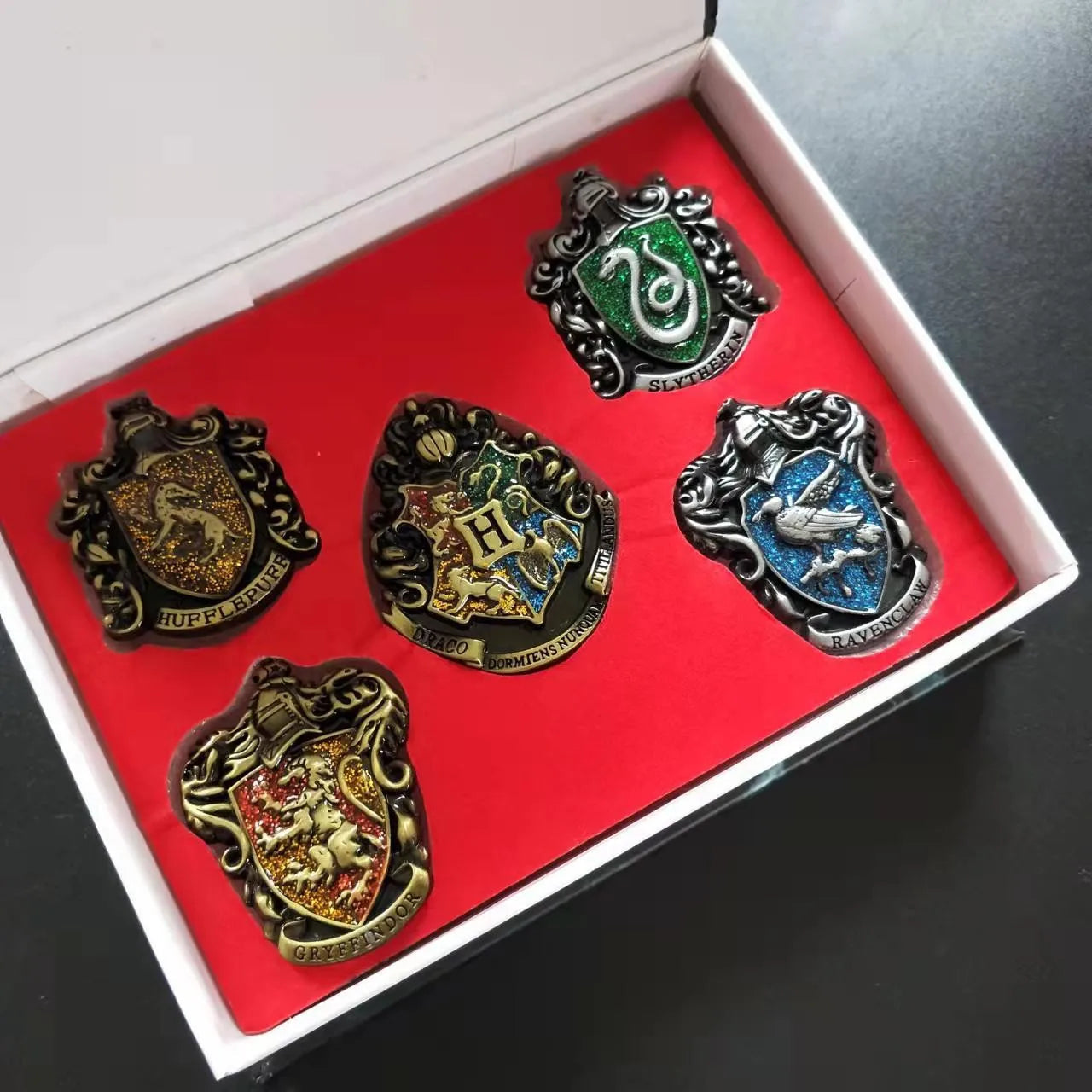 Time Turner Hourglass Set - Harry Potter - Metal Badge Brooch Pendant - Quidditch Magic Stone Keychain-5pcs set A-