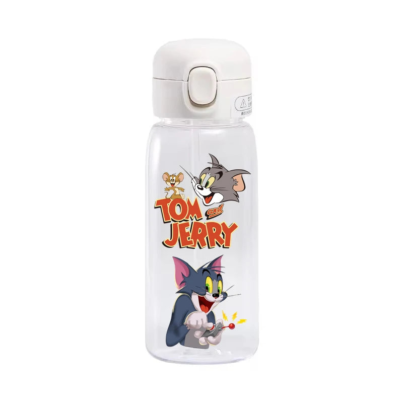 Tom and Jerry Straw Water Bottle - Large Capacity Plastic Water Cup - Portable Outdoor Sports - Children's Drinking Water Bottle-