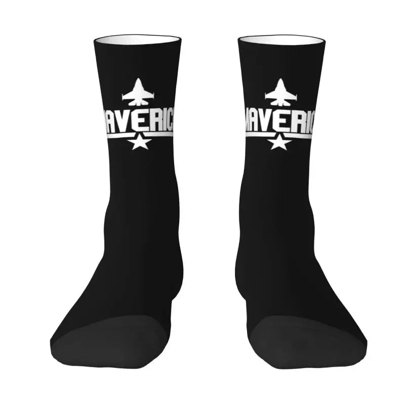 Top Gun Air Force Fighter Jets Socks - Novelty Men's & Unisex - Comfortable Warm 3D Printed Maverick Movie Crew-7-Crew Socks-