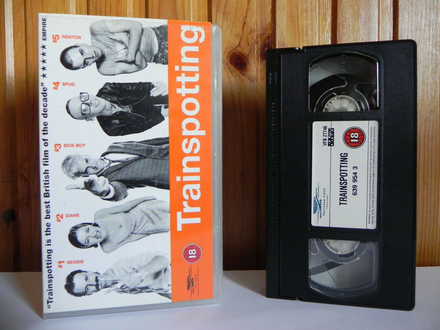 Trainspotting - Orange Sleeve - PolyGram - Cert (18) - Ewan McGregor - Pal VHS-