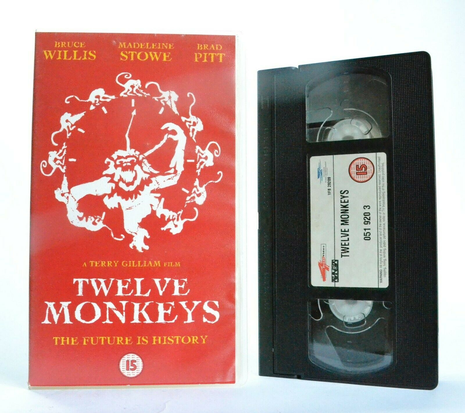 Twelve Monkeys: Time Travel - Bruce Willis - Brad Pitt - Action (1995) - VHS-